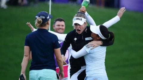 Nelly Korda, Caroline Masson and Australian Minjee Lee