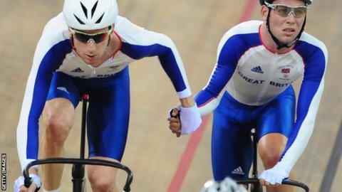 Sir Bradley Wiggins and Mark Cavendish competiting in 2008