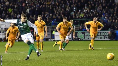 Florian Kamberi missed from the penalty spot before Hibs found an equaliser