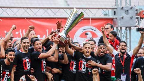 Club Africain celebrate wining the 2018 Tunisian Cup