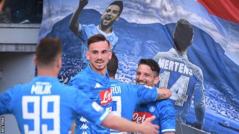 Napoli players celebrate