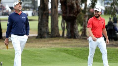 England's Tyrrell Hatton (right) and Ian Poulter