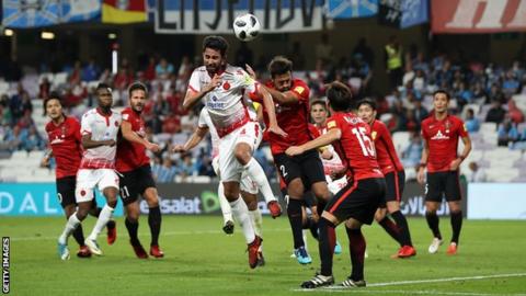 Action from Wydad Casablanca against Urawa Red Diamonds at the Club World Cup