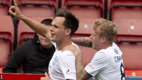 Lawrence Shankland celebrates scoring for Ayr United