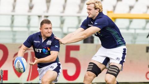 Duncan Weir and Richie Gray training in Turin