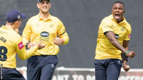 Fidel Edwards takes three wickets in the first over