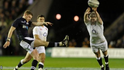 Scotland fly-half Finn Russell endured a frustrating outing against England