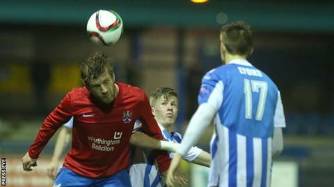 Action from Ards v Coleraine at Bangor
