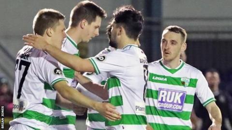 New Saints players celebrate a goal against Cardiff Met