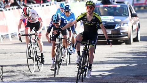 Britain's Adam Yates wins stage three