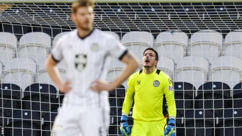 St Mirren goalkeeper Jamie Langfield shows his disappointment