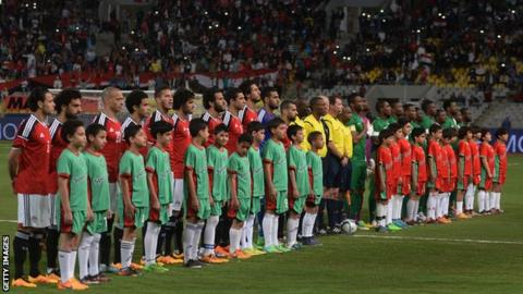 Egypt and Nigeria before a match in 2016