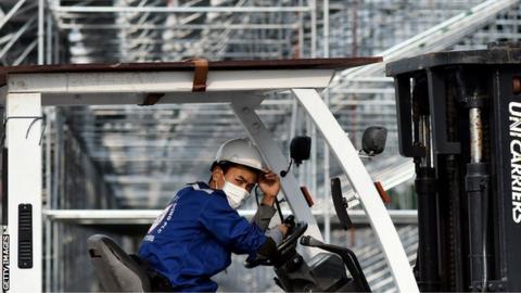 Workers at the Vietnam Grand Prix