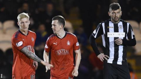 Falkirk match winner Craig Sibbald (left) celebrates against St Mirren