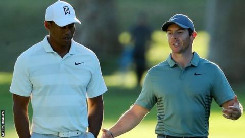 Tiger Woods (left) and Rory McIlroy