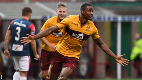 Christian Mbulu celebrates making it two for Motherwell