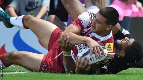 Wigan's Jack Higginson scored two of the Ireland tries