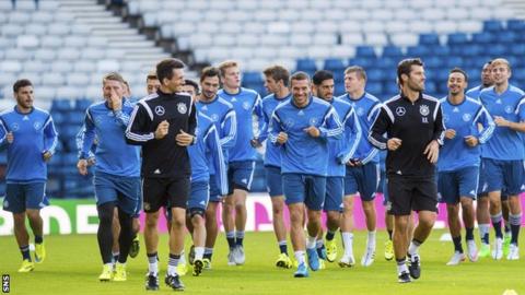 The Germany squad trained at Hampden on Sunday