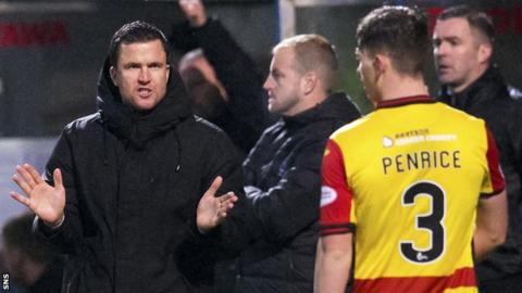 Partick Thistle manager Gary Caldwell congratulates James Penrice