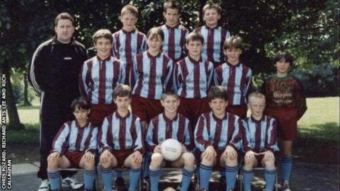 A photo of Jon Moss with the football team in which James Milner played