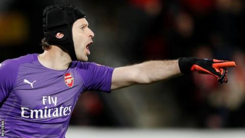 Petr Cech in goal for Arsenal