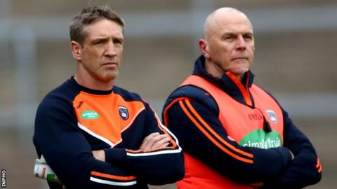 Armagh manager Kieran McGeeney (left) with assistant Jim McCorry