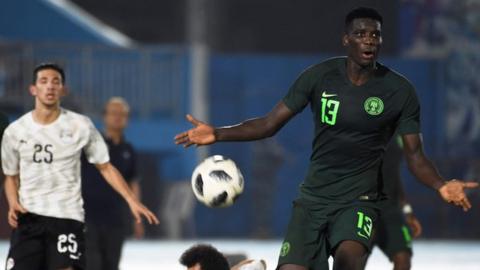 Nigeria's Paul Onuachu in action against Egypt