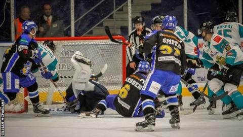 Belfast Giants go in search of a goal against Fife Flyers in Sunday's Challange Cup game