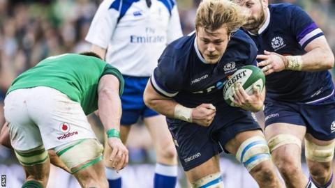 David Denton in action for Scotland