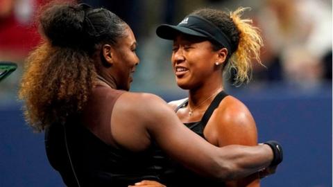 Serena Williams congratulates Naomi Osaka