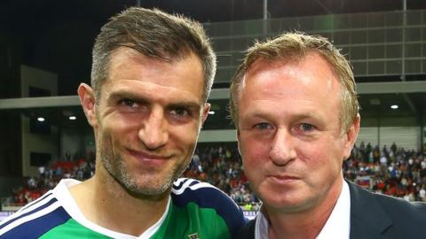 Northern Ireland manager Michael O'Neill introduced Aaron Hughes for his 100th cap in Saturday's friendly draw in Slovakia