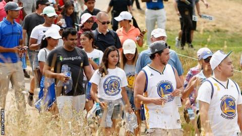 Crowds of Golden State Warriors fans followed Curry around the course