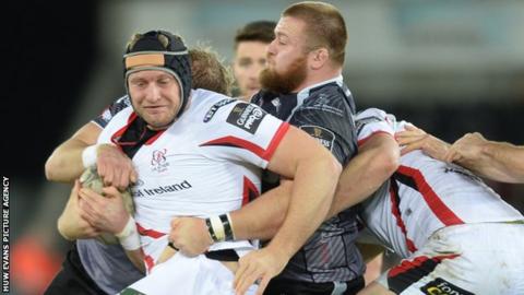 Franco van der Merwe is tackled in last December's game between the Ospreys and Ulster