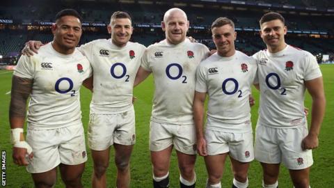 Manu Tuilagi, Jonny May, Dan Cole, George Ford and Ben Youngs with England