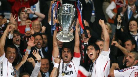 AC Milan celebrate Champions League win