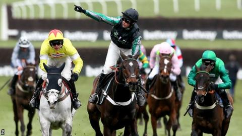 Nico de Boinville celebrates on Altior
