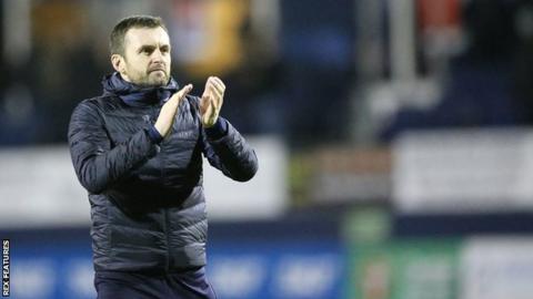 nathan jones luton town manager stoke city bbc sport appoint boss league match lost since october side
