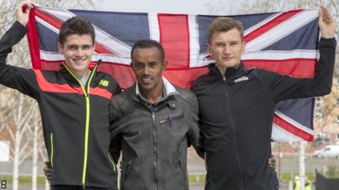 Callum Hawkins, Tsegai Tewelde and Derek Hawkins