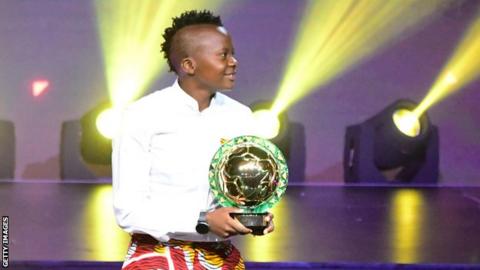 South Africa's Thembi Kgatlana with her African Women's Player of the Year Award