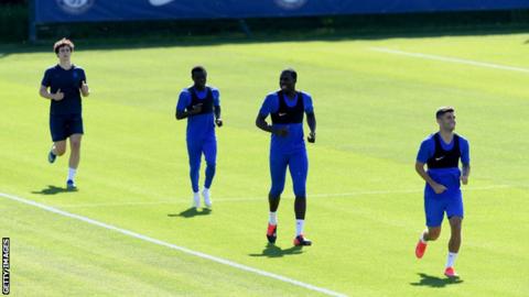 Chelsea players training on Tuesday