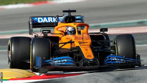 Carlos Sainz driving the McLaren during winter testing in Barcelona