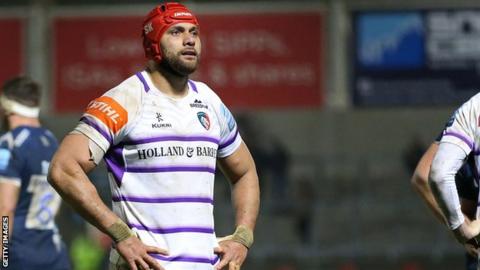 Sione Kalamafoni is sent off for Leicester at Sale