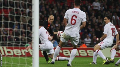 Arjen Robben scores for Netherlands