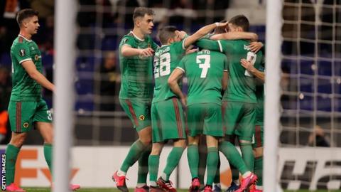 Wolves players celebrate