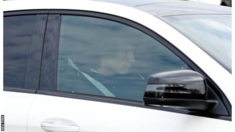 David Luiz was pictured arriving at the Arsenal training ground on Monday