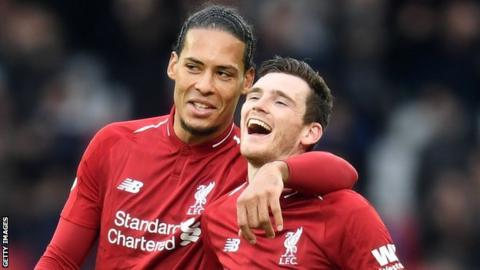 Liverpool defender Virgil van Dijk (left) and Andrew Robertson