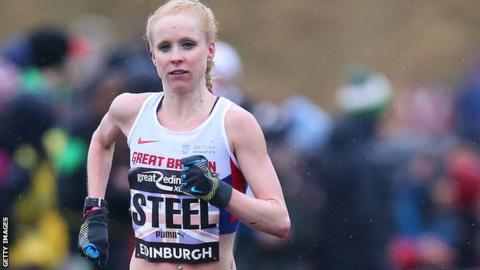 Gemma Steel finishing the Great Edinburgh Cross Country
