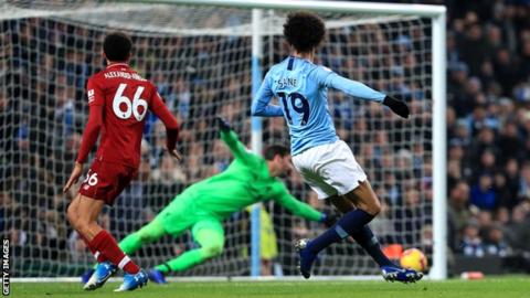 Leroy Sane scores Manchester City's winner against Liverpool