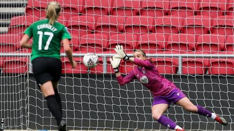 Sophie Baggaley saves a first-half penalty