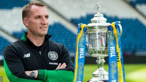 Celtic manager Brendan Rodgers with the Scottish Cup